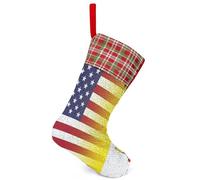 U.S.A Vatican Flag Christmas Stocking Hanging Decor with Sparkle Blingbling for Holiday Fireplace Party