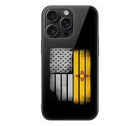 U.S.A Vintage New Mexico Flag Glass Back Mobile Phone Basic Cases Compatible with iPhone 15/15 Plus/15 Pro/15 Pro Max Anti-Scratch Covers