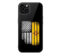 U.S.A Vintage New Mexico Flag Glass Back Mobile Phone Basic Cases Compatible with iPhone 15/15 Plus/15 Pro/15 Pro Max Anti-Scratch Covers
