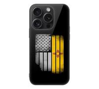 U.S.A Vintage New Mexico Flag Glass Back Mobile Phone Basic Cases Compatible with iPhone 15/15 Plus/15 Pro/15 Pro Max Anti-Scratch Covers