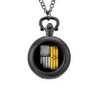 U.S.A Vintage New Mexico Flag Men's Pocket & Fob Watches Silent Ticking Quartz Alloy Chain Watch for Daily Use Black-Style