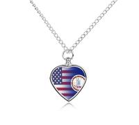 U.S.A Virginia State Flag Pet Ash Necklace Keepsake Memorial Heart Pendant Jewelry