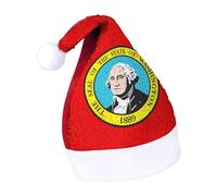 U.S.A Washington State Logo Funny Sequin Santa Hat Plush Christmas Hats Party Headwear for Holiday New Year