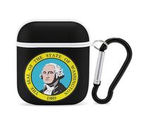 U.S.A Washington State Logo Headphone & Earphone Cases Compatible with Airpod 1&2 Scratch-Resistant PC Protective Cover with Keychain White-style