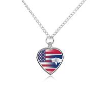 U.S.A Wyoming State Flag Pet Ash Necklace Keepsake Memorial Heart Pendant Jewelry