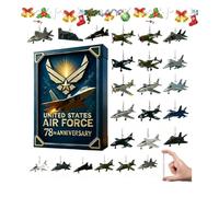 U.S. Air Force 78th Anniversarys Advent Calendars 2025,24 Day Warbirds Ornaments Xmas Countdown Calendar,2D Fighter Jets Pendant Plane Model for Christmas Tree Decor for Collectors Aviation Lovers