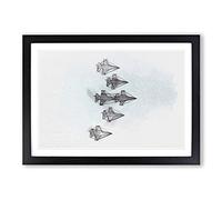 U.S. Air Force Thunderbird Jets in Abstract Framed Print | A2 Black Framed Wall Art | Ready to Hang | Abstract Military Picture | Living Room Bedroom Lounge Office