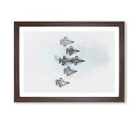 U.S. Air Force Thunderbird Jets in Abstract Framed Print | A2 Walnut Framed Wall Art | Ready to Hang | Abstract Military Picture | Living Room Bedroom Lounge Office