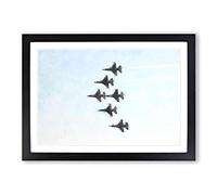 U.S. Air Force Thunderbird Jets Painting Framed Print | A2 Black Framed Wall Art | Ready to Hang | Modern Military Picture | Living Room Bedroom Lounge Office