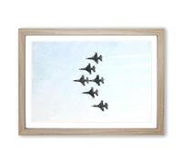 U.S. Air Force Thunderbird Jets Painting Framed Print | A2 Oak Framed Wall Art | Ready to Hang | Modern Military Picture | Living Room Bedroom Lounge Office