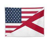 U.S. And Alabama State Flag Funny Tapestry Large Hanging Flags Polyester Wall Tapestries for Bedroom Living Room 30"x40"
