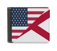 U.S. and Alabama State Flag Men's Wallets Minimalist Bifold Wallet Leather Card Cases Casual Coin Purse