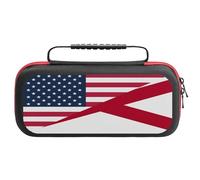 U.S. and Alabama State Flag Portable Carrying Case for Switch Protective Travel EVA Hard Shells Game Card Storage Pouch Bag