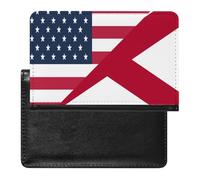 U.S. and Alabama State Flag Travel Passport Covers Unisex Wallet Holder Slim RFID Blocking Card Case Protector Essentials