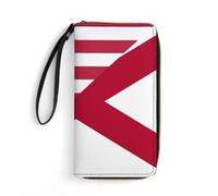 U.S. and Alabama State Flag Women's Wallet Leather Bifold Blocking Card Holder Trendy Ladies Clutch Purse with Hand Rope 19.7x10.5cm