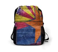 U.S. And Arizona Flag Gym Drawstring Bag with Shoe Compartment