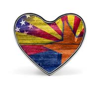 U.S. And Arizona Flag Heart Metal Brooches 1 Inch Decorative Badges Exquisite Decorations Pins for Clothing