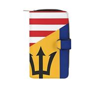 U.S. and Barbados Flag Womens Wallet Purses Coin Pouch RFID Wallets for Card Holder Money Organiser Bag