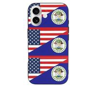 U.S. And Belize Flag Funny Phone Case for iPhone 16 Pro Max Plus 16E Personalised Protective Cover