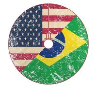 U.S. And Brazil Vintage Flag Christmas Tree Skirt Xmas Trees Carpet Mat Holiday Party Supplies for Halloween Decorations 36"x36"