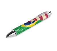U.S.And Brazil Vintage Flag Retractable Ballpoint Pen Black Ink Ball Point 0.5mm Smooth Writing Note Taking Accessories For Office 1 PCS AS PIC 2