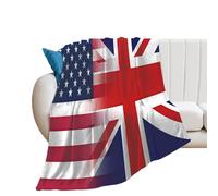 U.S. And British Flag Soft Flannel Blanket 250g Large Bed Blankets Lightweight Carpet for Sofa Couch Bed 50"*60"（130 * 150cm）