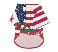 U.S. And California State Flag Funny Pet T-Shirt Soft Short Sleeve Button Down Dog Clothes for Cat Puppy