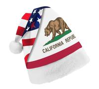 U.S. And California State Flag Pattern Christmas Hat Adult Santa Hats Unisex Party Headwear Festive Holiday Supplies
