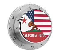 U.S. And California State Flag Vintage Kitchen Timers No Batteries Loud Alarm Digital Timer for Baking Cooking