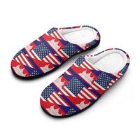 U.S. And Cambodia Flag Mens Slippers Memory Foam Winter Warm Sandals Slip On House Shoes Size 7-14
