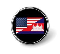 U.S. And Cambodia Flag Round Brooch Pins Badge Printed Button Tie Lapel Backpack Pin Decoration for Women Men