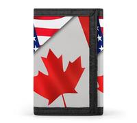 U.S. and Canadian Flag Printed Trifold Wallet for Men Funny Credit Card Holder Wallet with Id Window