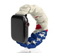 U.S. And Canadian Flags Printed Scrunchie Watch Band Compatible with IWatch Soft Elastic Replacement Straps