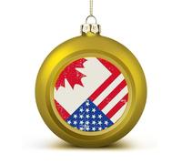 U.S. And Canadian Flags Shiny Christmas Ball Ornaments for Xmas Tree Hanging Balls Holiday Party Decoration 2PCS