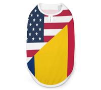 U.S. And Chad Flag Dog Clothes Fashionable Sleeveless Pet Vest Puppy Breathable Shirts for Small Medium Dogs Cat M