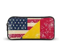 U.S. and Chad Vintage Flag Cute Pencil Case Large Capacity Portable Zippered Pen Pouch Bag for Office Unisex