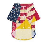 U.S. And Chad Vintage Flag Funny Pet T-Shirt Soft Short Sleeve Button Down Dog Clothes for Cat Puppy