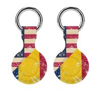 U.S. And Chad Vintage Flag Trendy GPS Cases Holder with Key Chain Ring Portable Protective Covers Compatible with Airtag