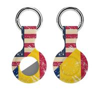 U.S. And Chad Vintage Flag Trendy GPS Cases Holder with Key Chain Ring Portable Protective Covers Compatible with Airtag