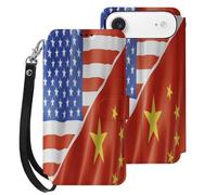 U.S. And China Flag Flip Wallet Phone Case for iPhone 17 Pro Max Air Pro 17th Cover with Strap