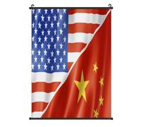 U.S. And China Flag Posters Canvas Wall Art Scroll Print