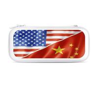 U.S. and China Flag Printed Switch Carrying Case with 15 Game Cards Slots Portable Storage Cases Gaming Travel Accessories
