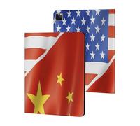U.S. And China Flag Printed Tablet Cases Compatible with iPad Series Slim Trifold Stand Protective Cover