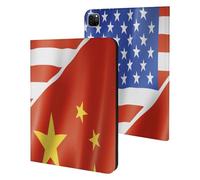 U.S. And China Flag Printed Tablet Cases Compatible with iPad Series Slim Trifold Stand Protective Cover
