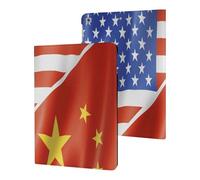 U.S. And China Flag Printed Tablet Cases Compatible with iPad Series Slim Trifold Stand Protective Cover