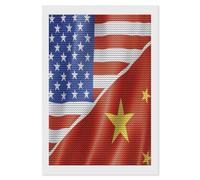 U.S. and China Flag Shining Diamond Art Painting Kits for Adults Personalized Round Full Drill Paintings DIY Crafts Kit Home Decor 8"x12"