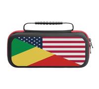 U.s. and Congo Flag Portable Carrying Case for Switch Protective Travel EVA Hard Shells Game Card Storage Pouch Bag