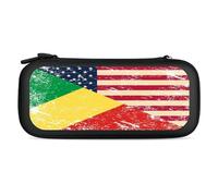 U.S. and Congo Vintage Flag Portable Carrying Case for Switch Protective Travel Hard Shells Game Card Storage Pouch Bag