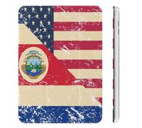 U.S. And Costa R-ica Vintage Flag Cute Tablet Case with Pencil Holder Unisex Slim Hard Protective Cover Compatible with iPad Mini 4/5/6