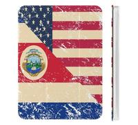 U.S. And Costa R-ica Vintage Flag Cute Tablet Case with Pencil Holder Unisex Slim Hard Protective Cover Compatible with iPad Mini 4/5/6